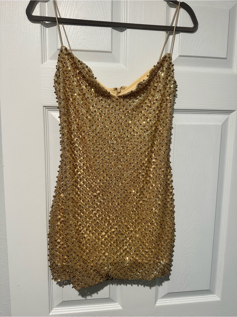 Oh Polly Gold Beaded Mini Dress
